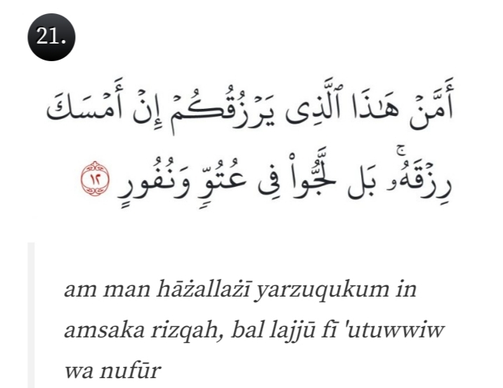 Al Mulk Ayat 21