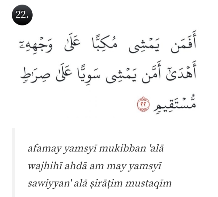 Al Mulk Ayat 22