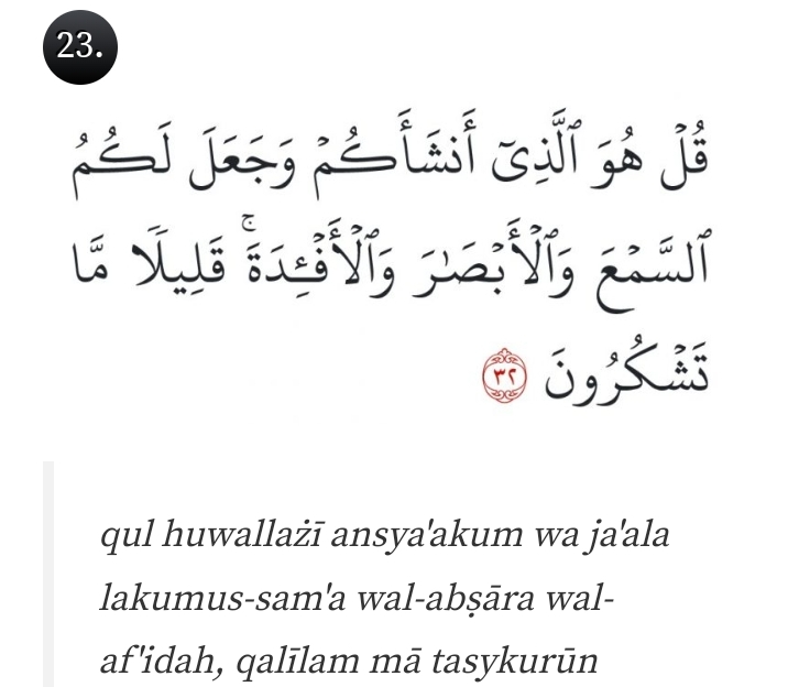 Al Mulk Ayat 23