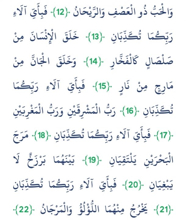 Rahman Surah Ayat 12-22